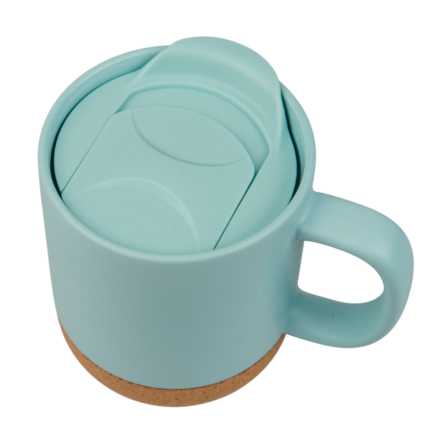 Kubek 330 ml z niebieskim korkowym spodem – porcelanowy, kolorowy — zdjęcie 2
