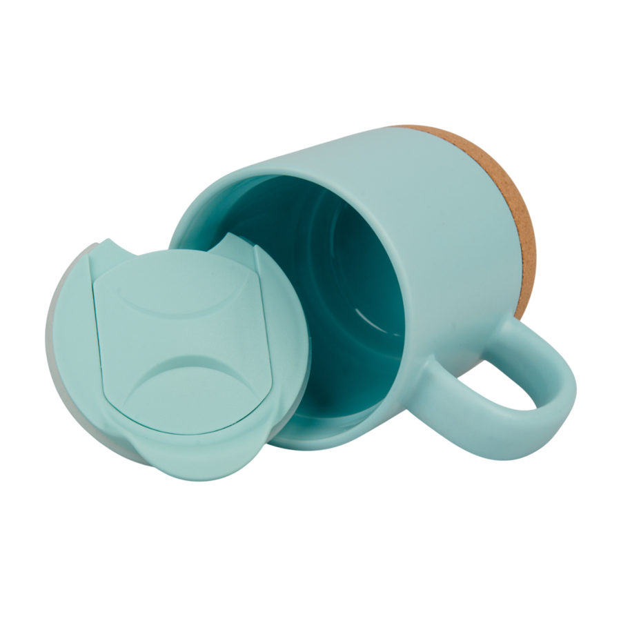 Kubek 330 ml z niebieskim korkowym spodem – porcelanowy, kolorowy — zdjęcie 4