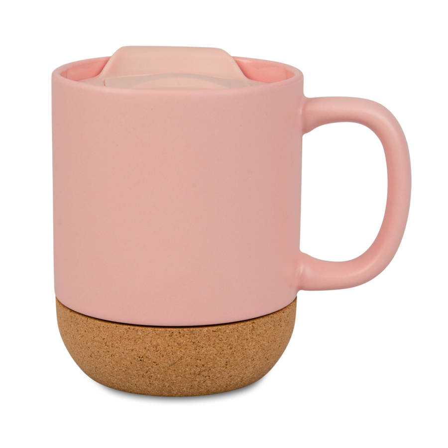 Kubek 330 ml porcelanowy z kolorowym dnem i korkowym spodem – nowoczesny design