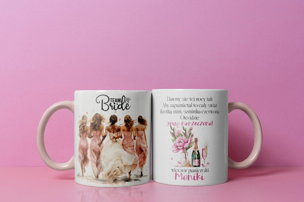 Personalizowany kubek z grafiką „Wieczor panienski Moniki" — zdjęcie 2