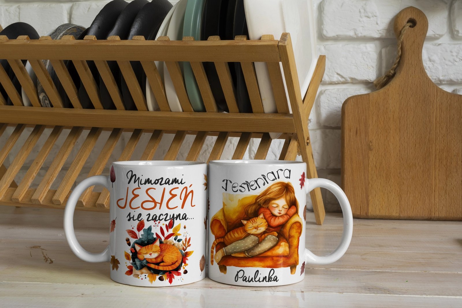 Personalizowany kubek z grafiką „Mimozami jesien sie zaczyna"