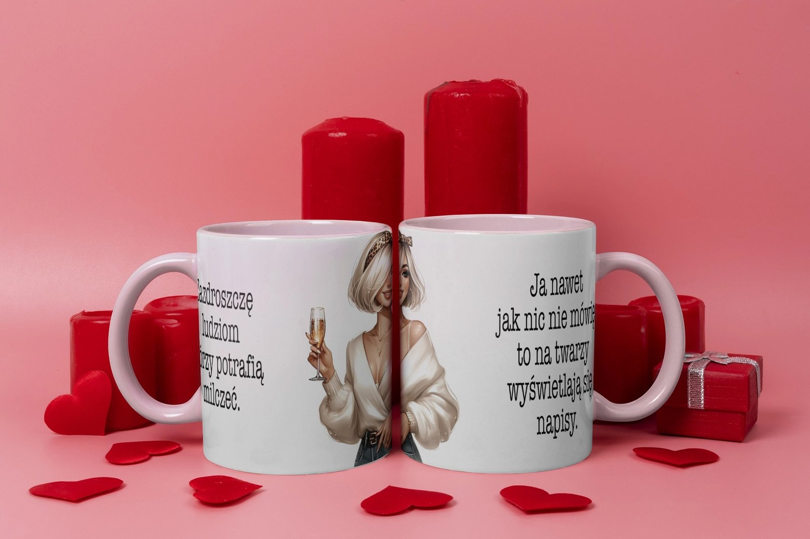 Personalizowany kubek z grafiką „Zazdroszcze ludzia ktorzy potrafia milczec"