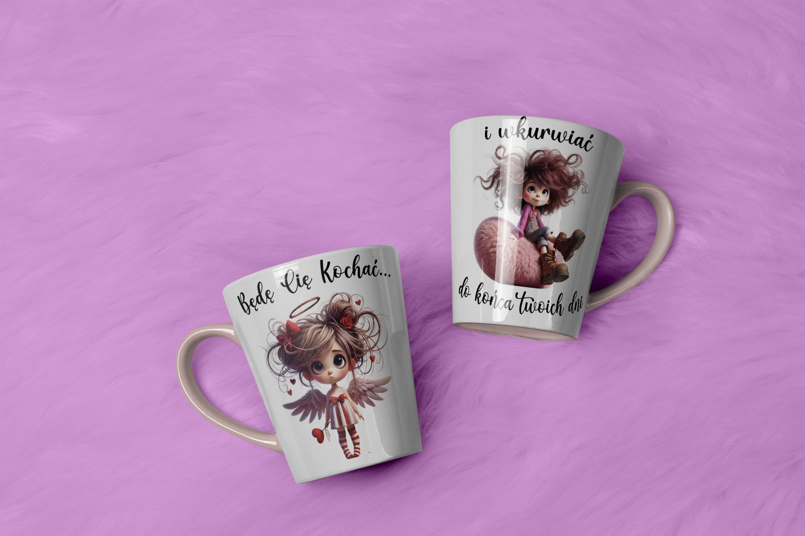 Personalizowany kubek z grafiką „Bede Cie kochac i wkurwiac"