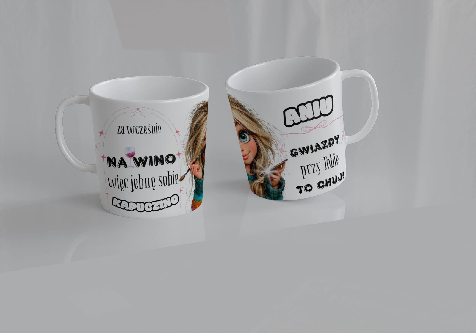 Personalizowany Kubek -  Za wcześnie na wino, to jebnę sobie Kapuczino — zdjęcie 2