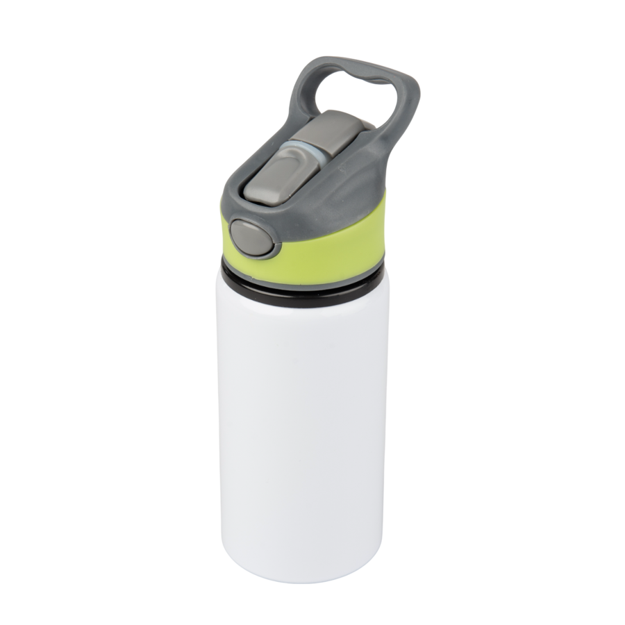 Aluminiowa butla Active 500 ml z kolorowym paskiem i ustnikiem - biało-zielony