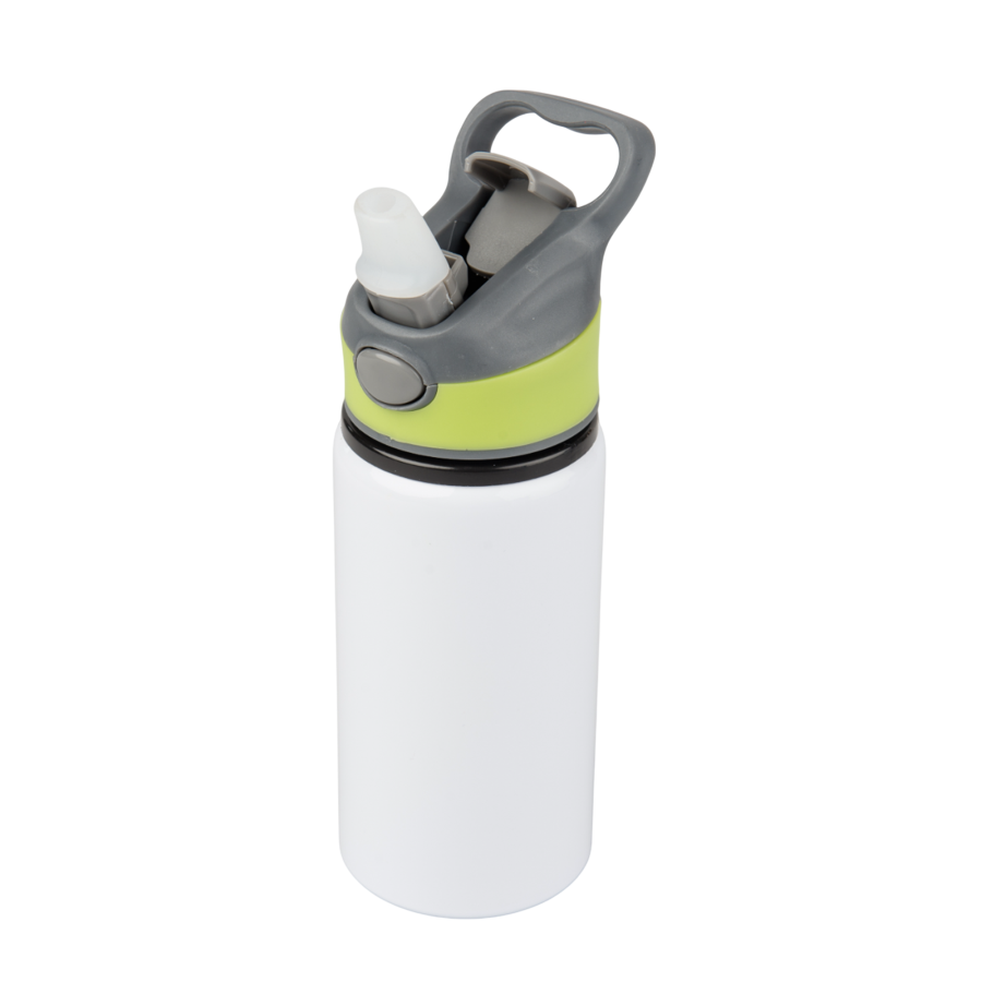 Aluminiowa butla Active 500 ml z kolorowym paskiem i ustnikiem - biało-zielony — zdjęcie 2
