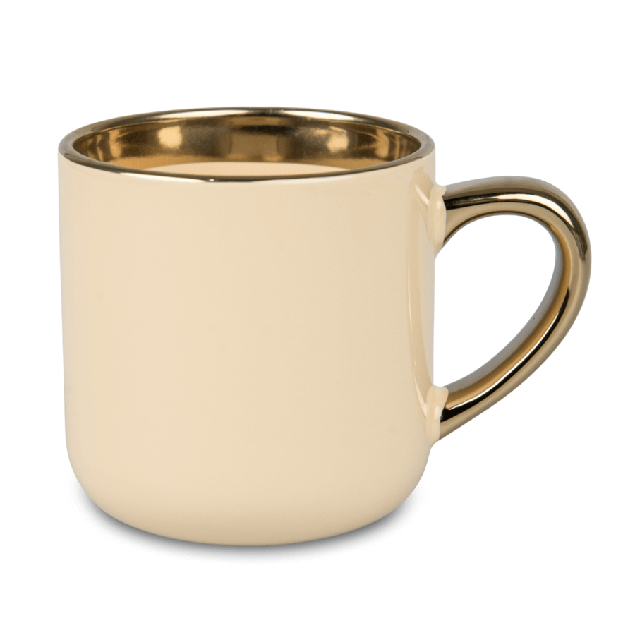 Kubek Elegant ze złotym rantem i uchwytem 400 ml - kremowy