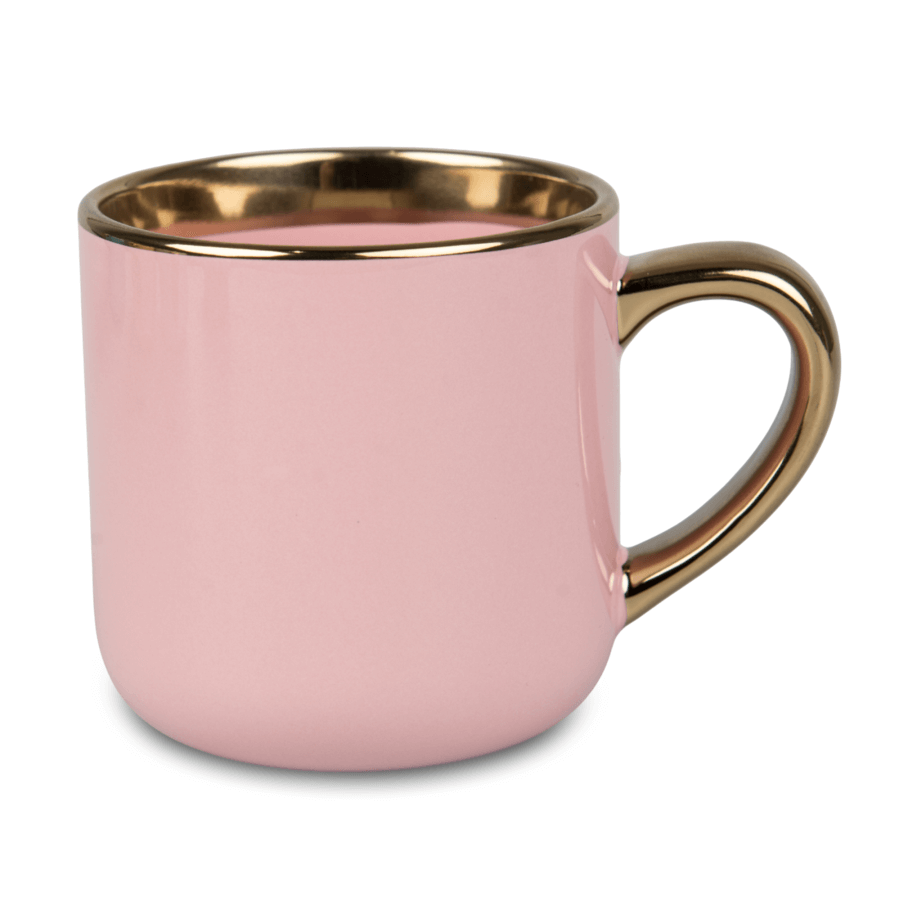 Kubek Elegant ze złotym rantem i uchwytem 400 ml - różowy