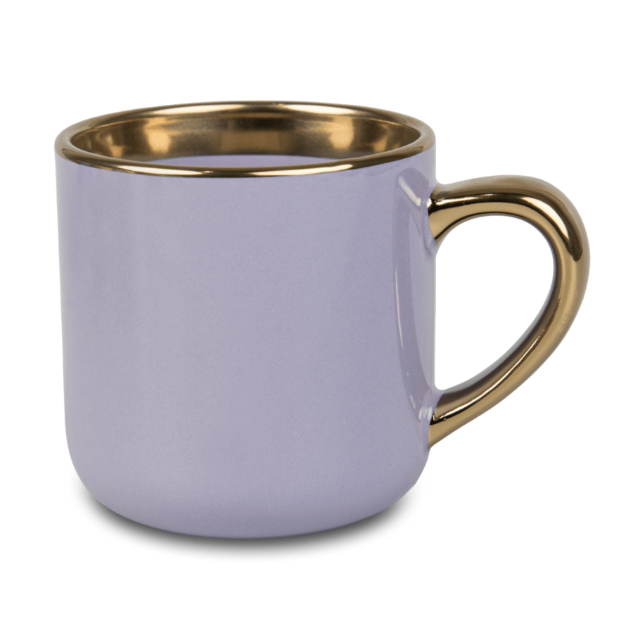 Kubek Elegant ze złotym rantem i uchwytem 400 ml - fioletowy