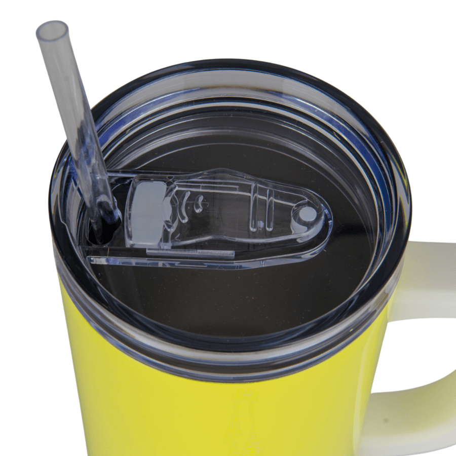Kubek stalowy Trek 1200 ml z uchwytem i słomką - żółty — zdjęcie 3