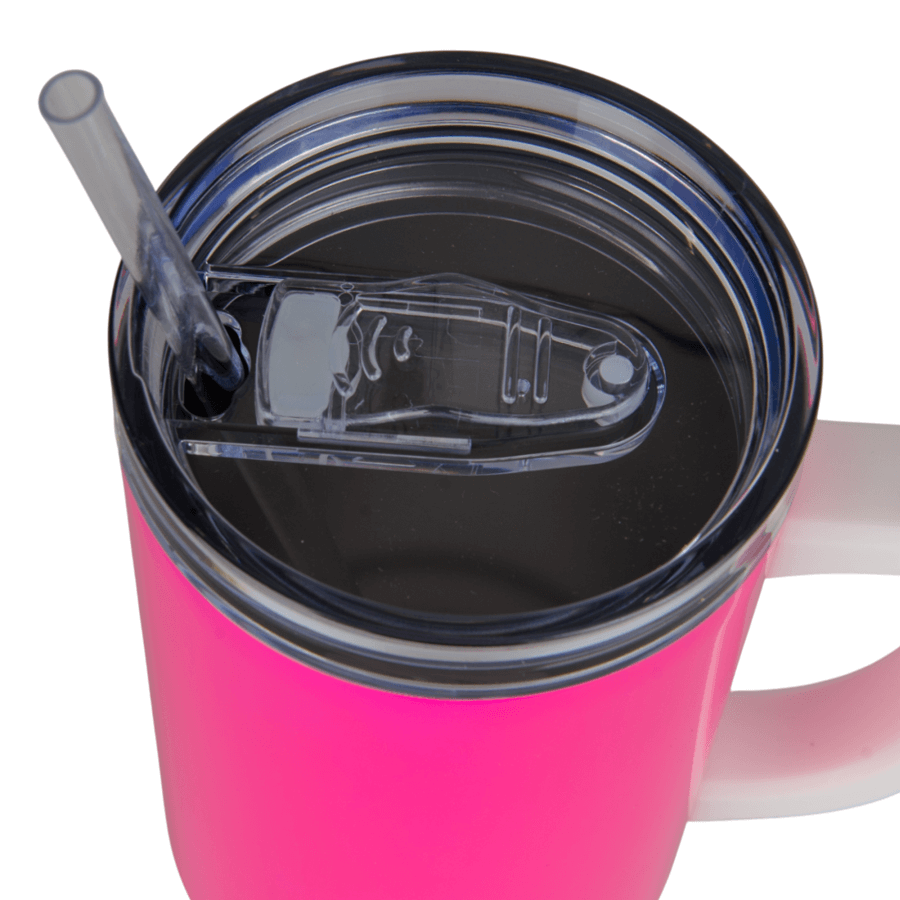 Kubek stalowy Trek 1200 ml z uchwytem i słomką - różowy — zdjęcie 3