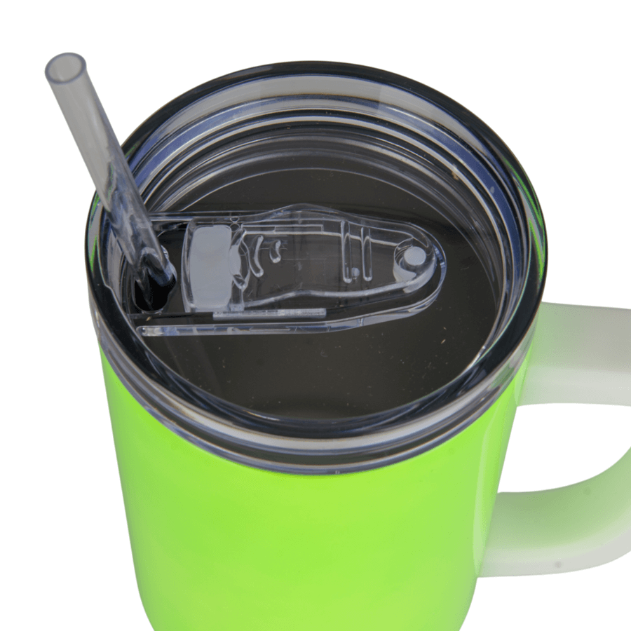 Kubek stalowy Trek 1200 ml z uchwytem i słomką - zielony — zdjęcie 3