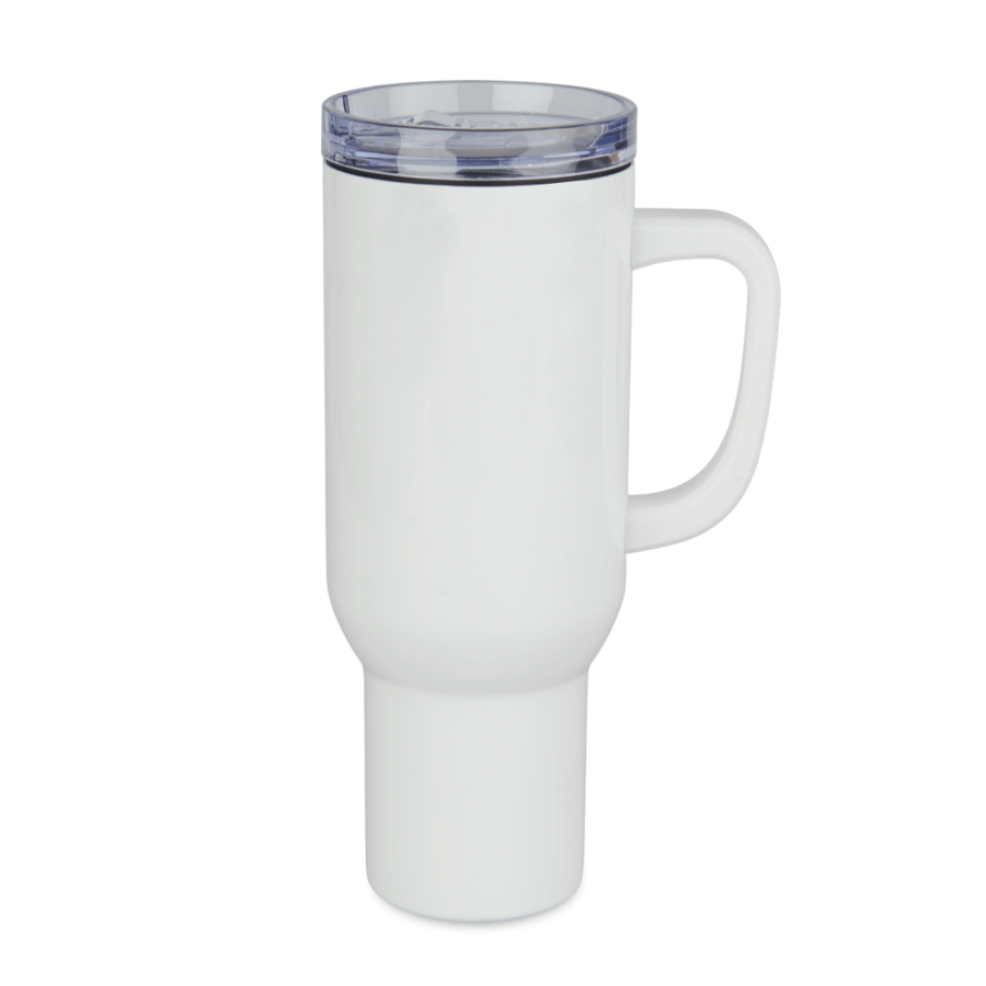 Kubek stalowy Trek 1200 ml z uchwytem i słomką - biały