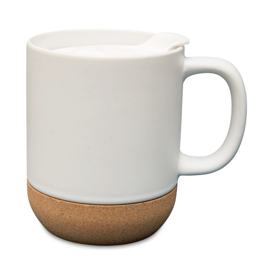 Kubek 330 ml z białym korkowym spodem – porcelanowy, kolorowy