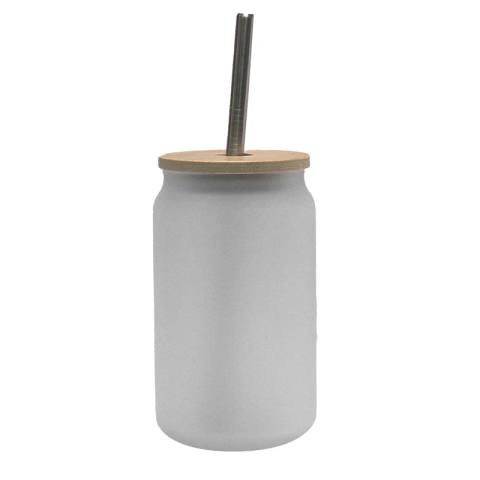 Szklany kubek z bambusową pokrywką 350 ml