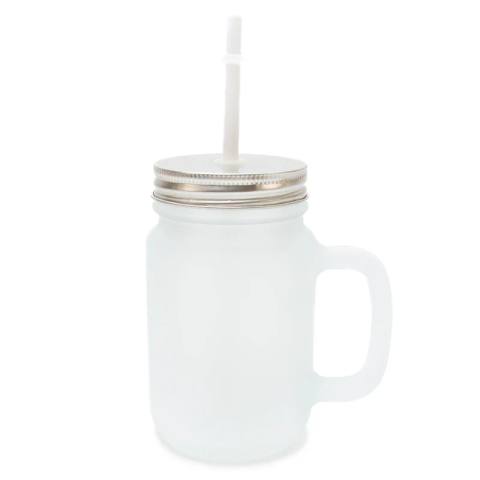 Słoik Mason z uchwytem i słomką – szklany kubek 350 ml