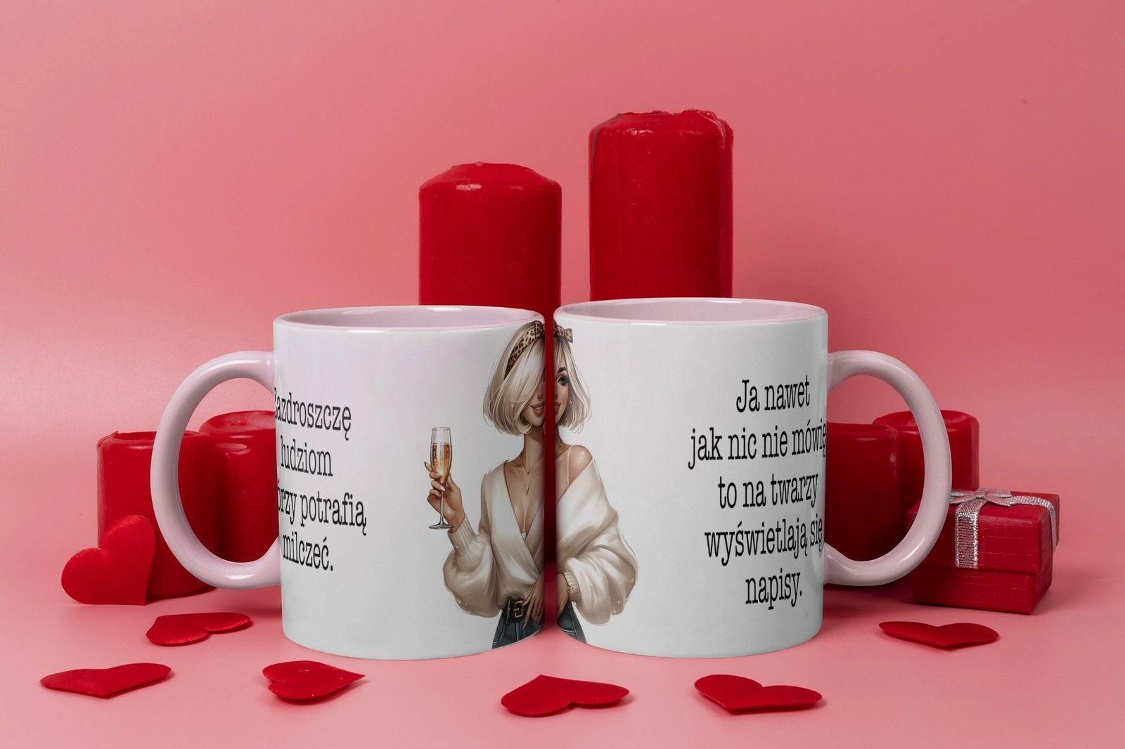 Personalizowany kubek z grafiką „Zazdroszcze ludzia ktorzy potrafia milczec"