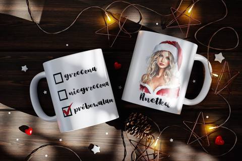 Personalizowany ceramiczny kubek z napisem „Grzeszna – niegrzeszna, próbowałam”