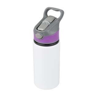 Aluminiowa butla Active 500 ml z kolorowym paskiem i ustnikiem - biało-fioletowy